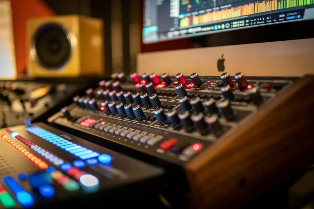 Music production studio setup