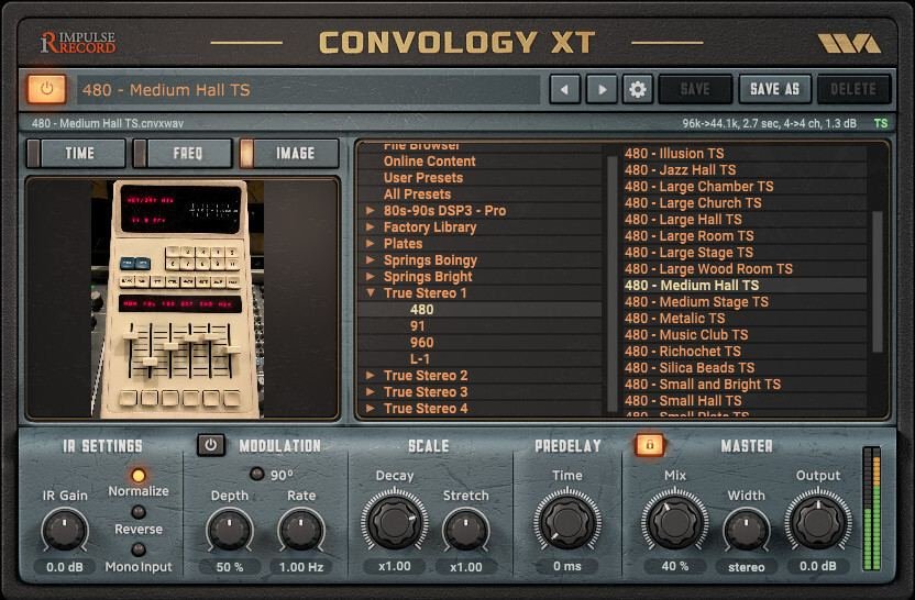 Convology XT free convolution reverb plugin with vintage impulses.
