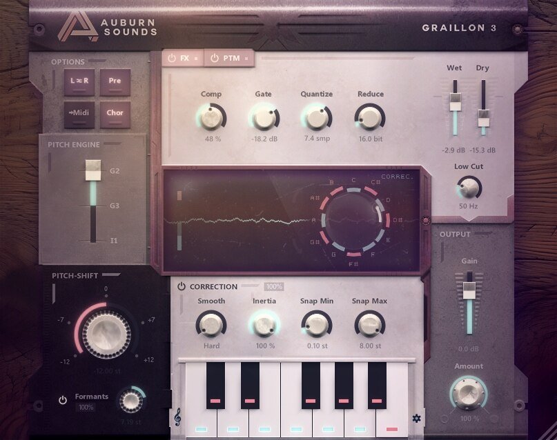 Graillon 3 free autotune VST interface by Auburn Sounds.
