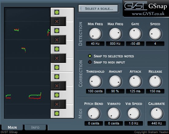 GSnap classic free pitch correction plugin with MIDI control.
