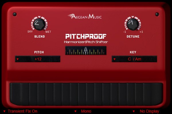 Pitchproof free pitch shifter and harmonizer VST interface by Aegean Music.
