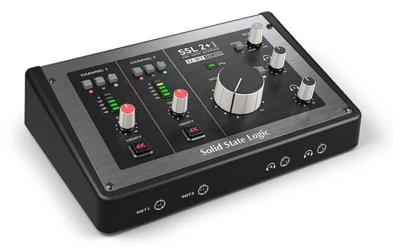 Solid State Logic SSL 2+ USB audio interface with legacy 4K mode (front).