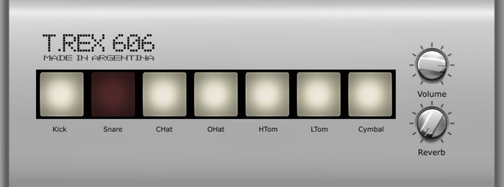 T.Rex 606 free Roland TR-606 emulation drum machine interface.
