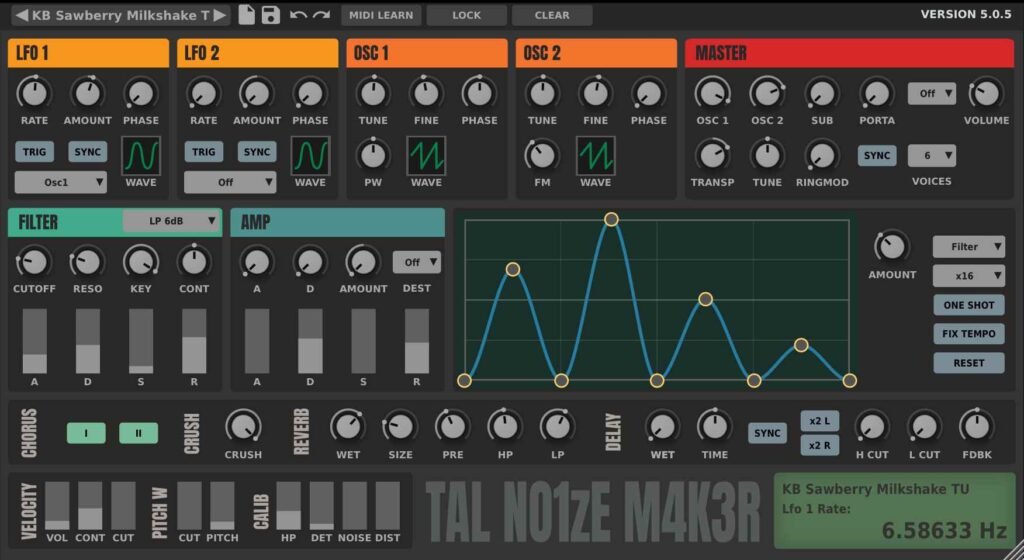 TAL-NoiseMaker virtual analog synth with built-in chorus.