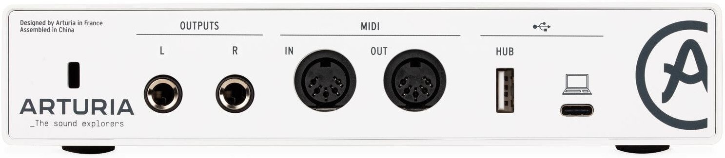 Arturia MiniFuse 2 versatile audio interface with MIDI hub (rear).