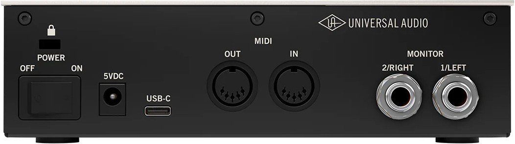 Universal Audio Volt 2 interface with vintage preamp mode enabled (rear).