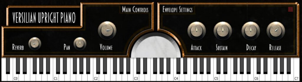 Versilian Upright No 1 lightweight sketch piano VST GUI.
