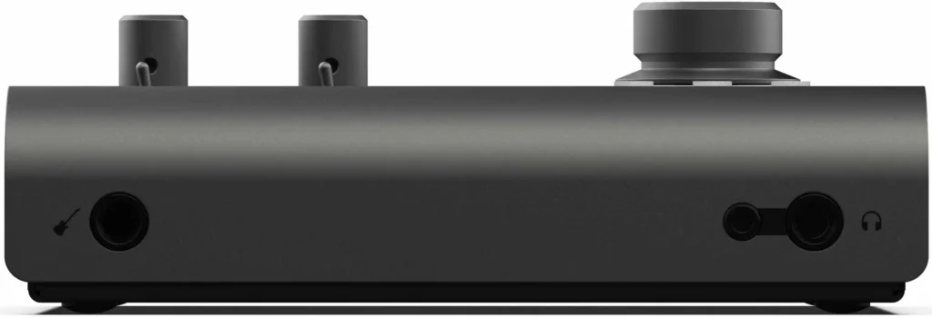 Front view of Audient iD14 MKII audio interface .
